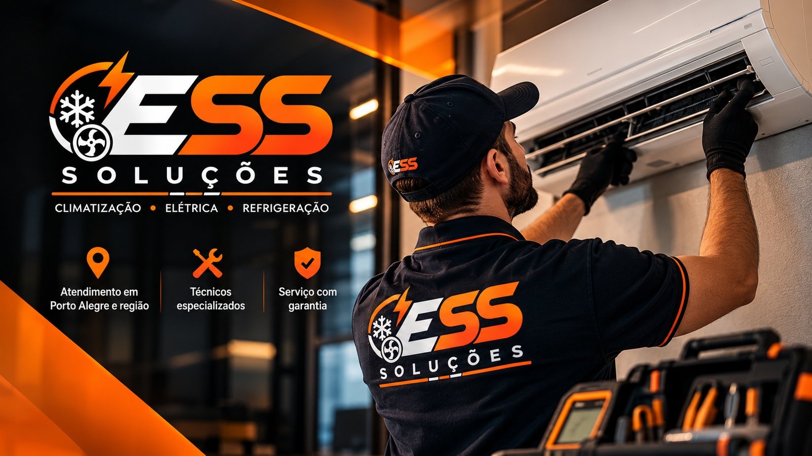 Técnico da ESS Soluções com instrumento de diagnóstico